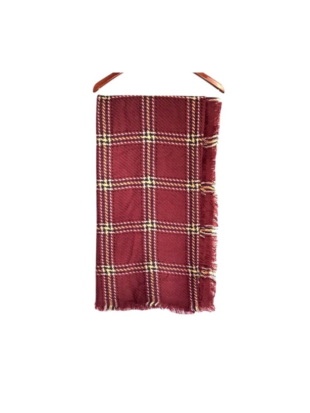 TIMELESS WINE PLAID PICNIC STYLE SCARF BLANKET